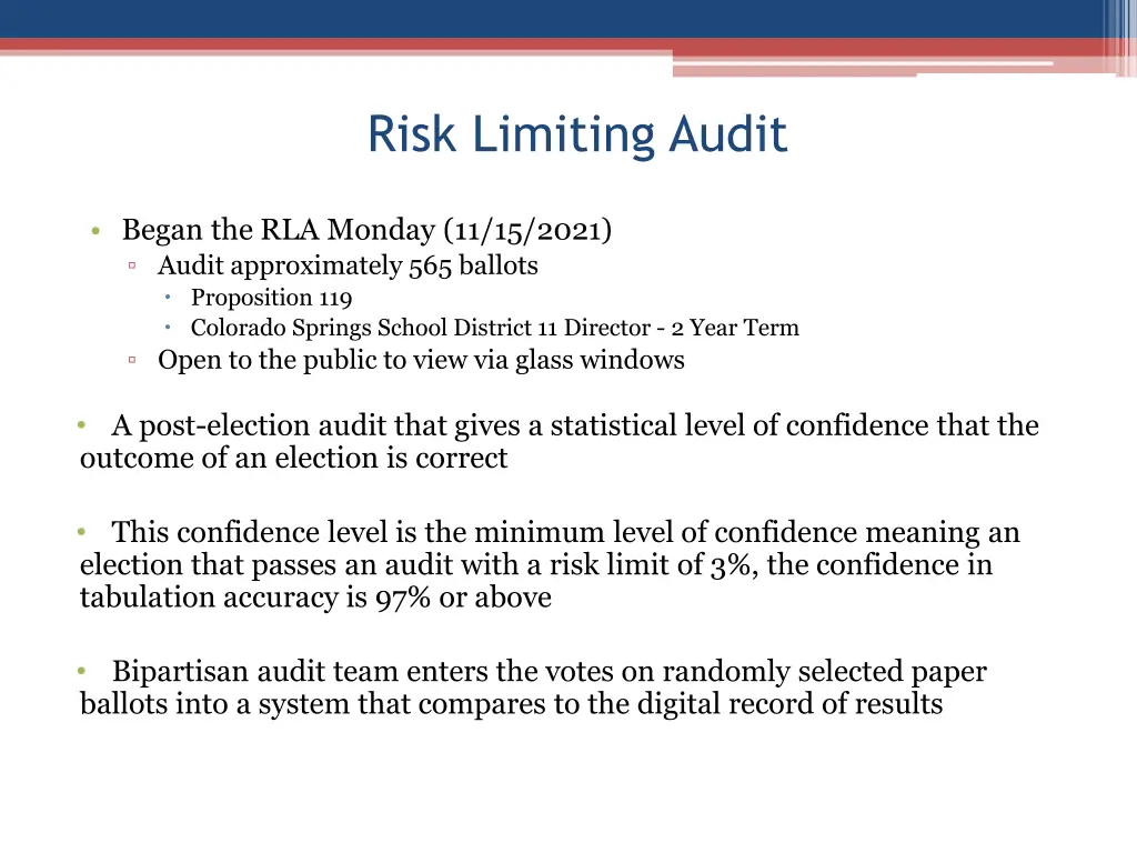 risk limiting audit