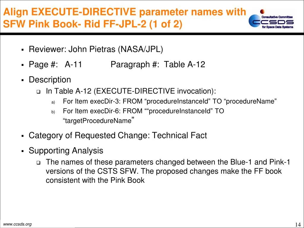 align execute directive parameter names with