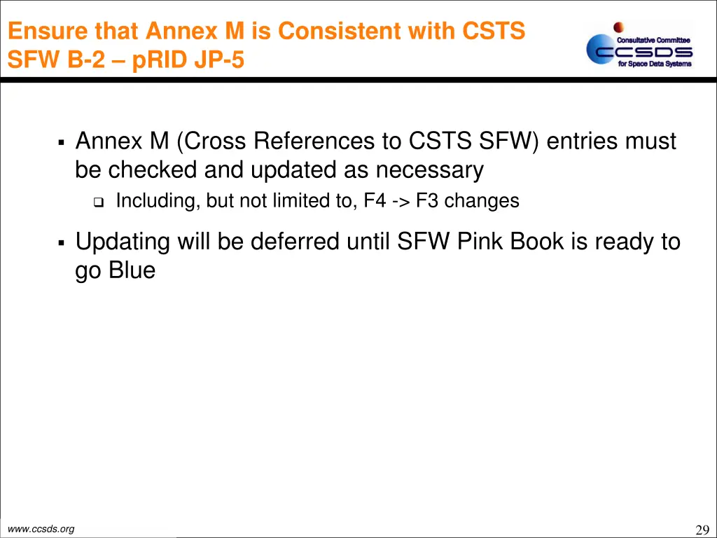 ensure that annex m is consistent with csts