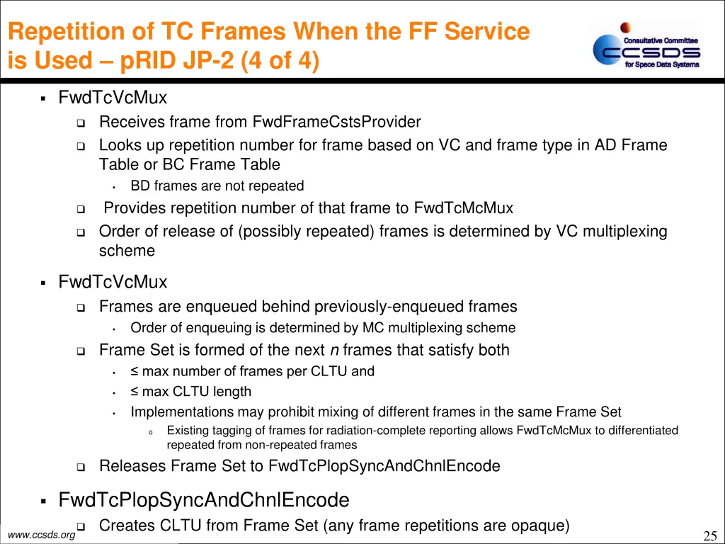 repetition of tc frames when the ff service 3