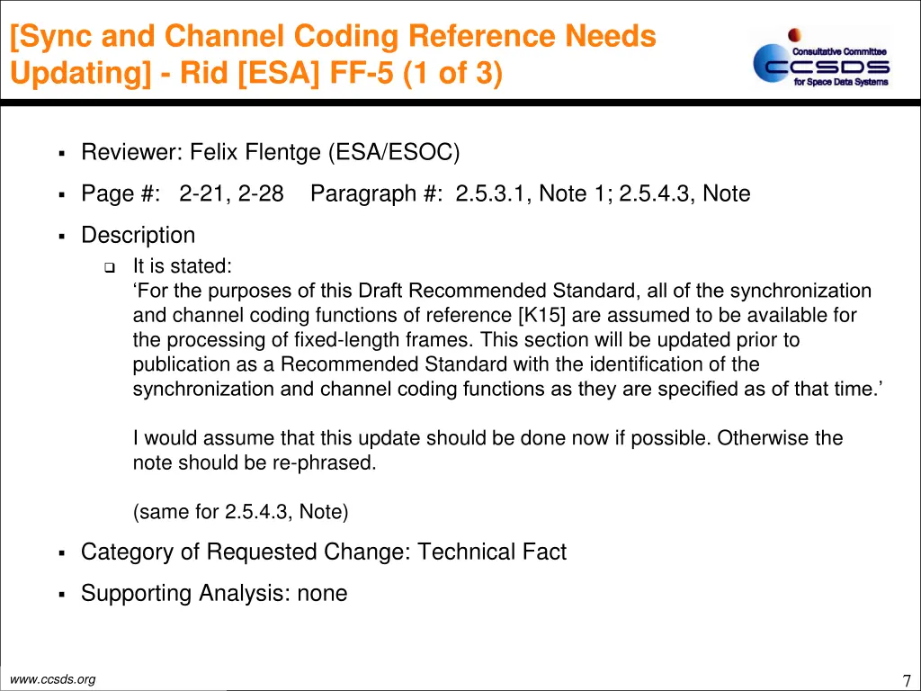 sync and channel coding reference needs updating