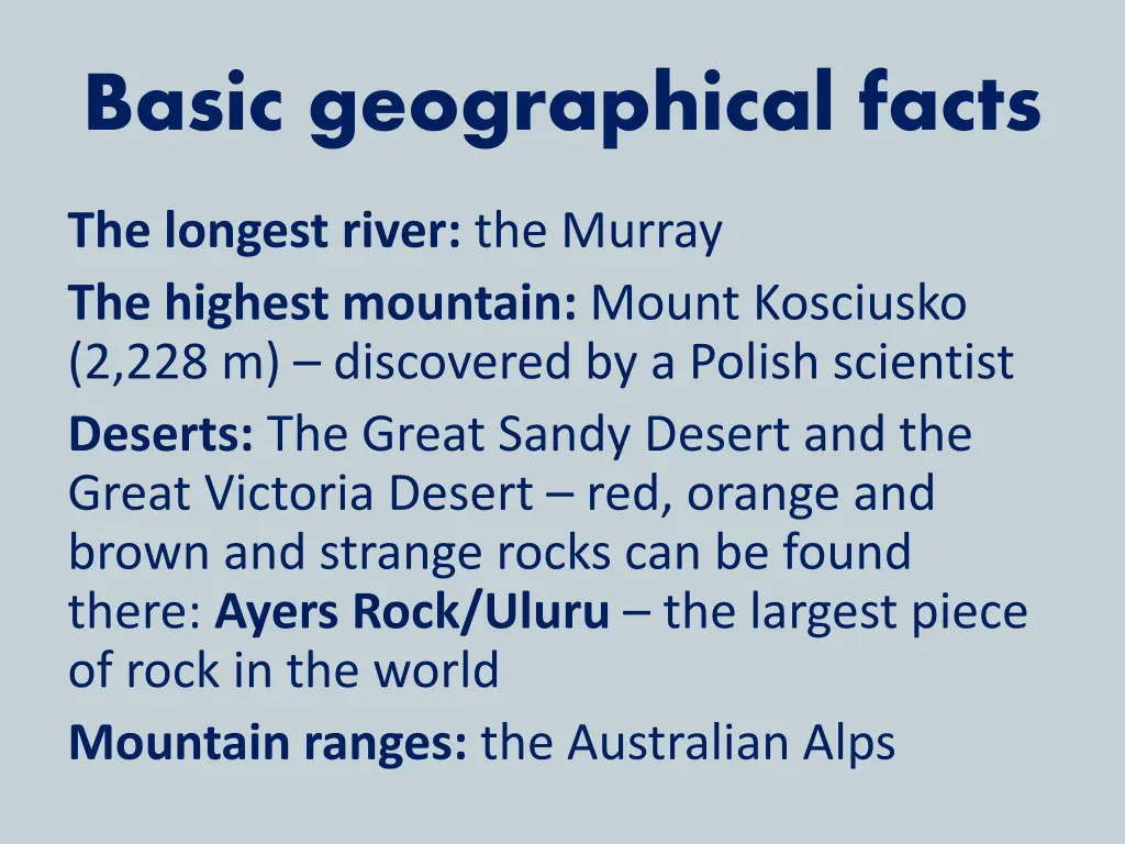 basic geographical facts