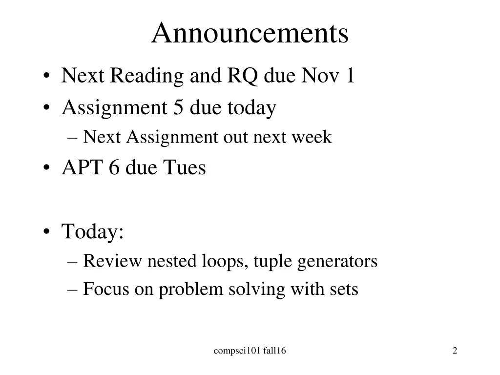 announcements