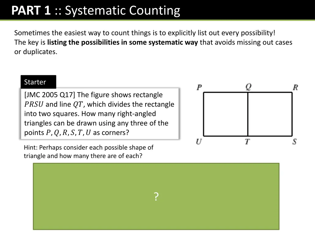 part 1 systematic counting