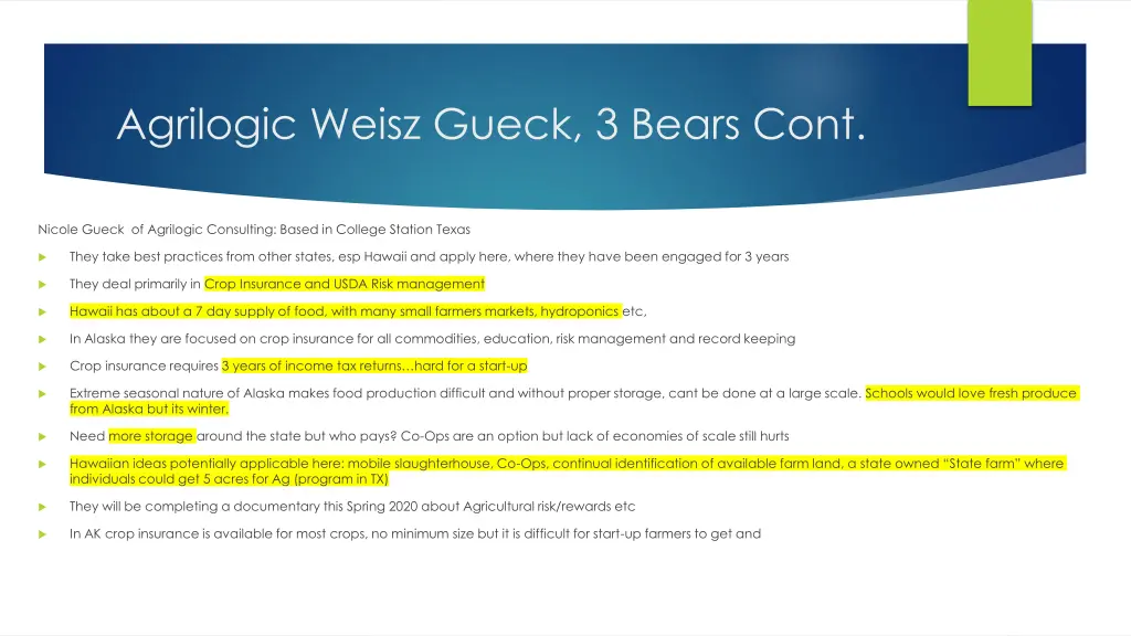 agrilogic weisz gueck 3 bears cont