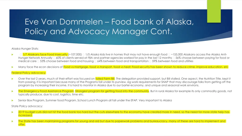 eve van dommelen food bank of alaska policy 1