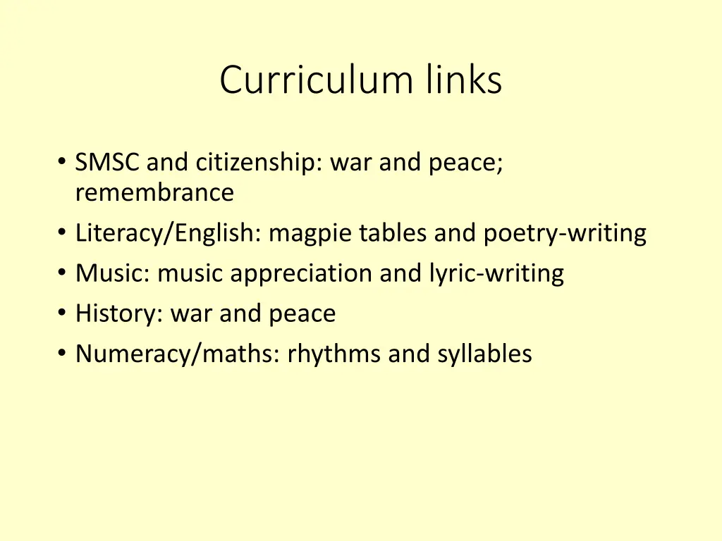 curriculum links