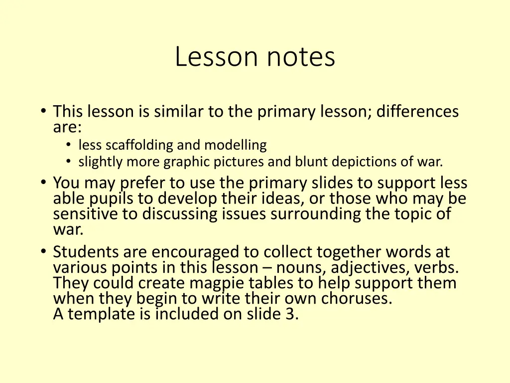 lesson notes