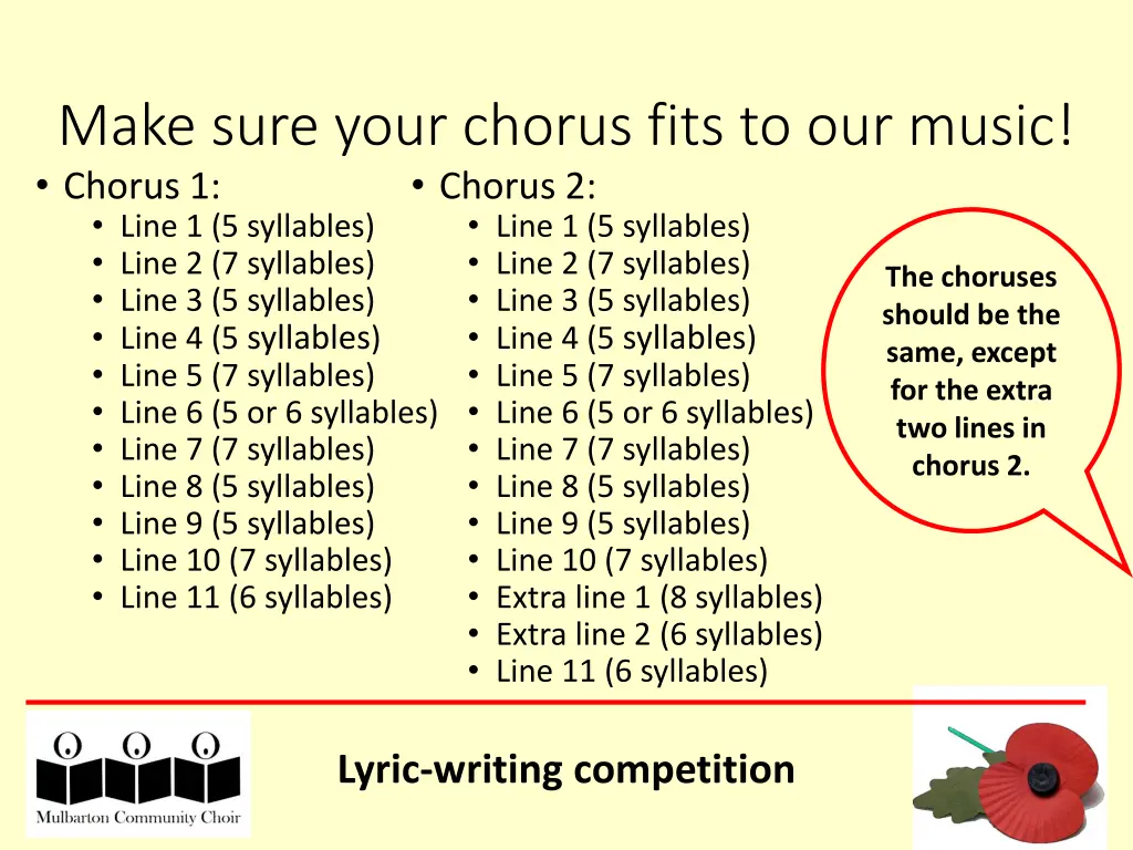 make sure your chorus fits to our music chorus