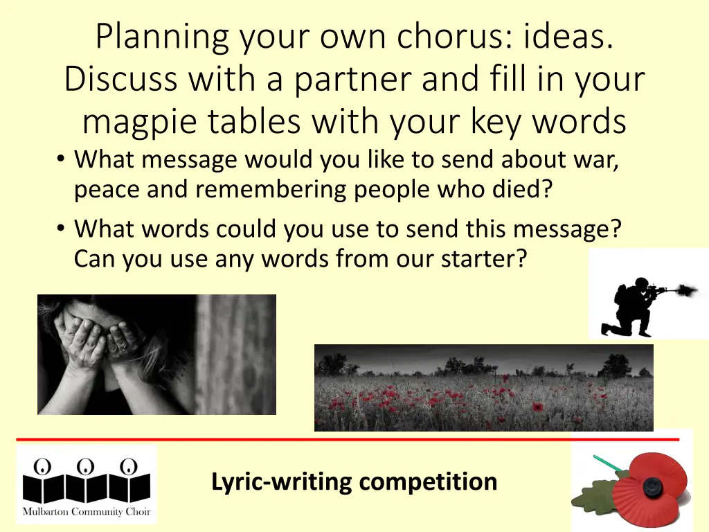 planning your own chorus ideas discuss with