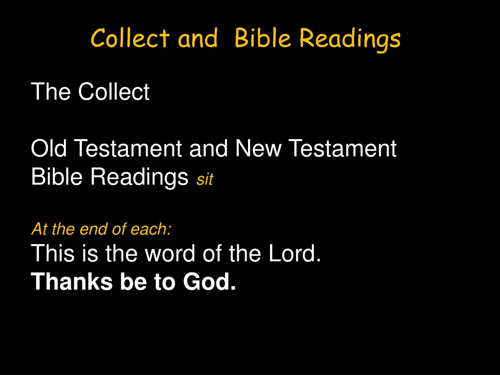 collect and bible readings