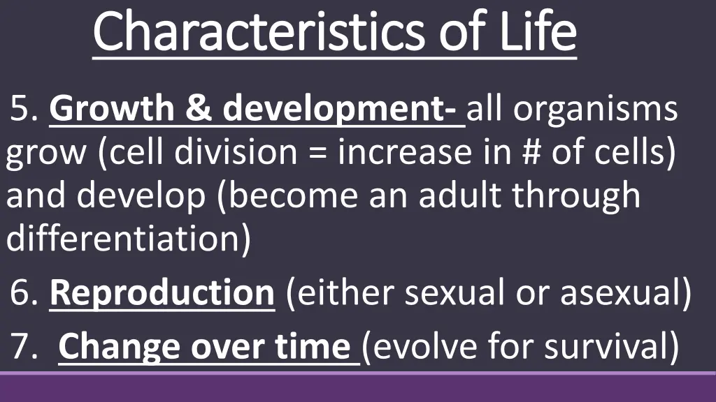 characteristics of life characteristics of life 1