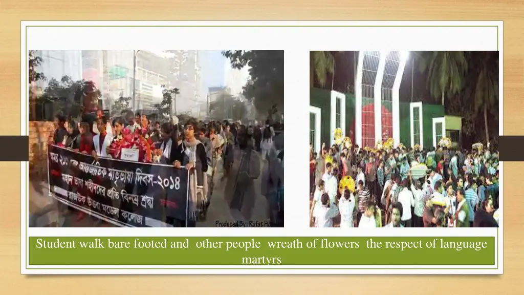 student walk bare footed and other people wreath