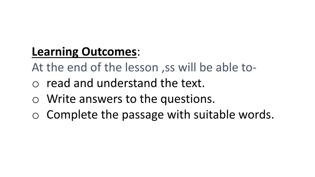 learning outcomes at the end of the lesson