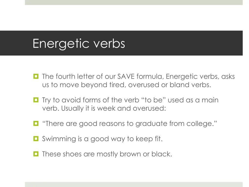 energetic verbs