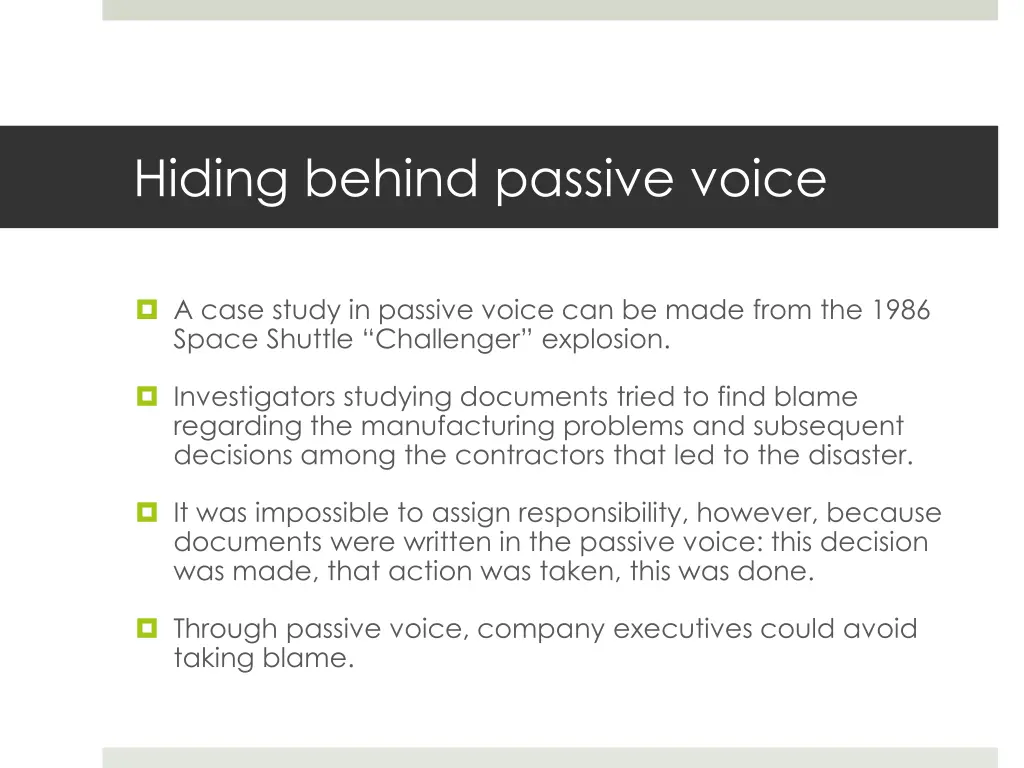 hiding behind passive voice 1