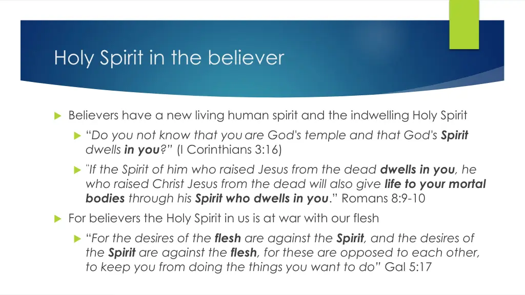 holy spirit in the believer