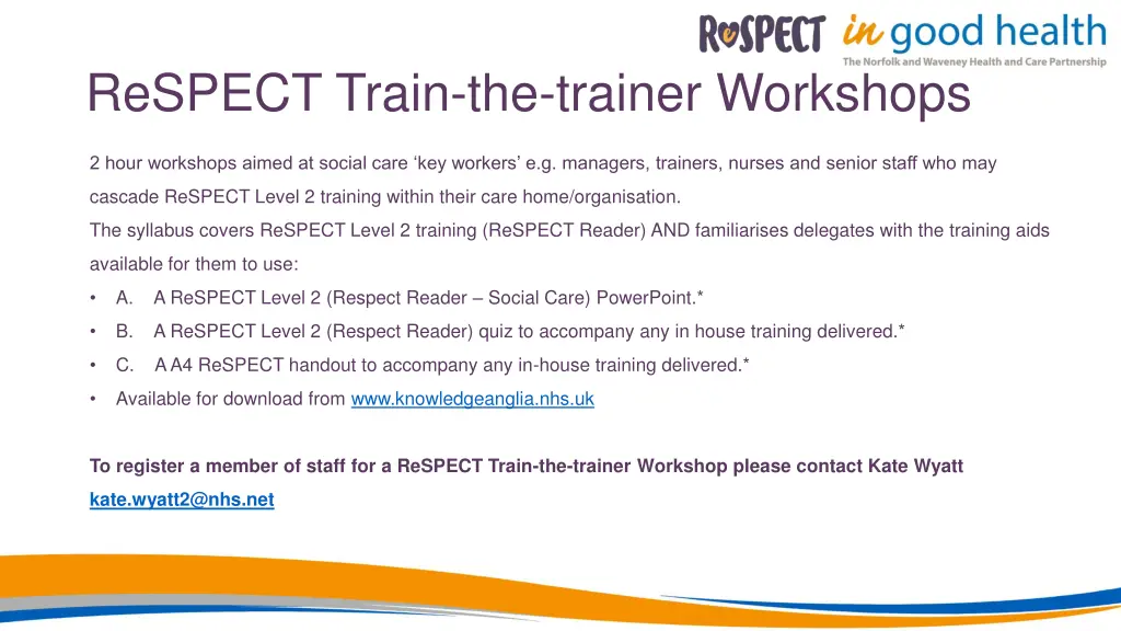 respect train the trainer workshops