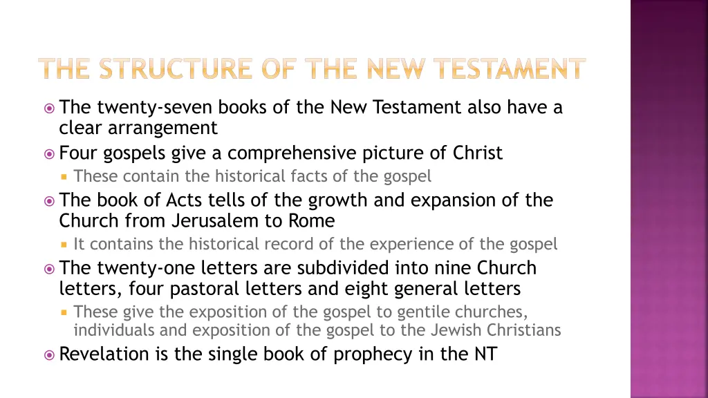 the structure of the new testament