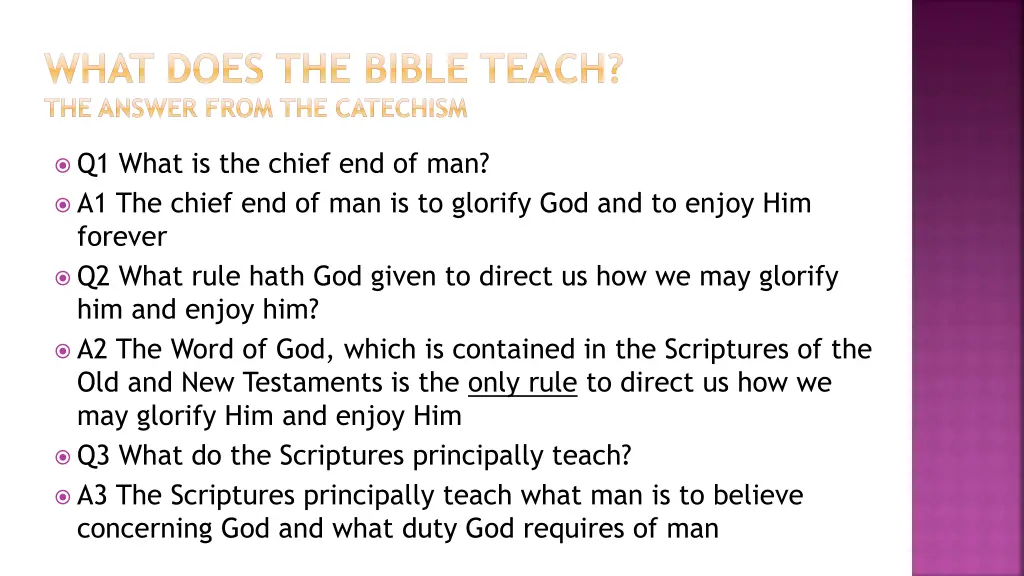 what does the bible teach the answer from