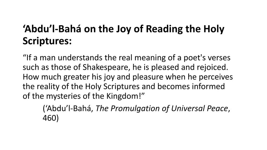 abdu l bah on the joy of reading the holy