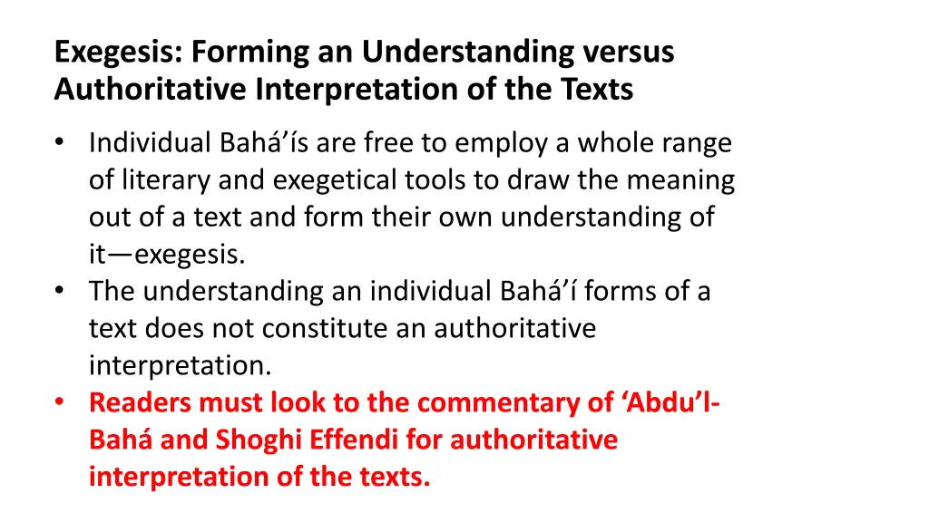 exegesis forming an understanding versus