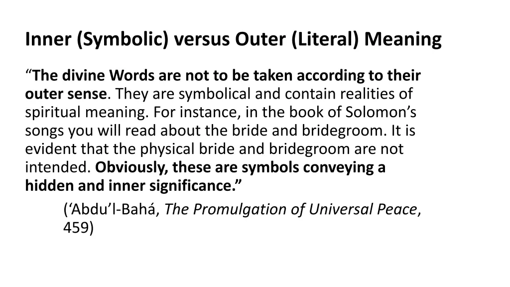 inner symbolic versus outer literal meaning