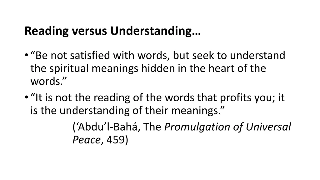 reading versus understanding