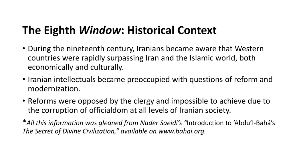 the eighth window historical context