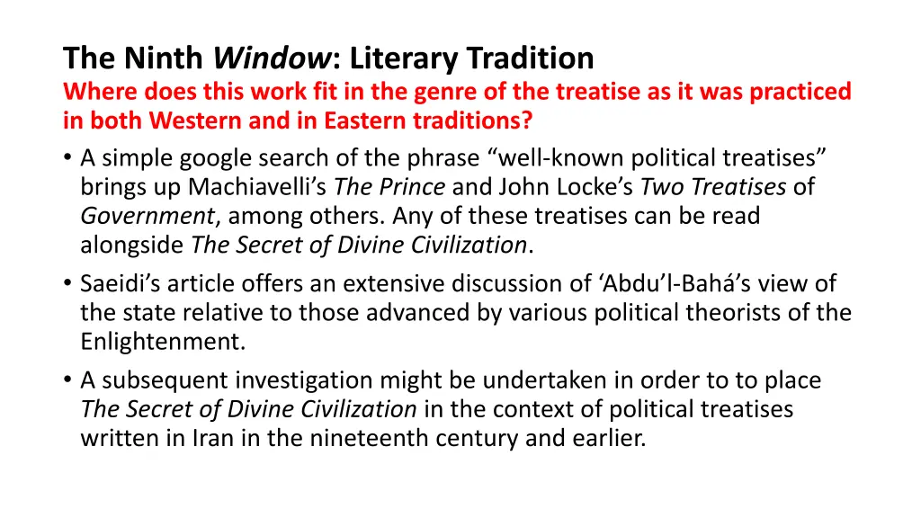 the ninth window literary tradition where does