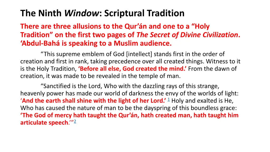 the ninth window scriptural tradition