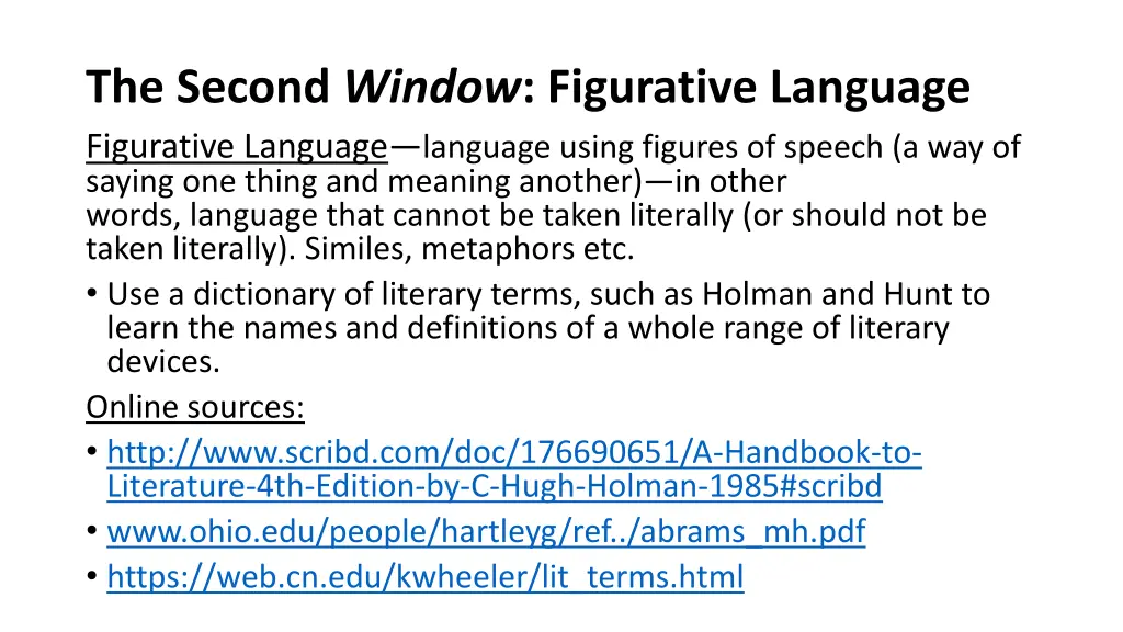 the second window figurative language figurative