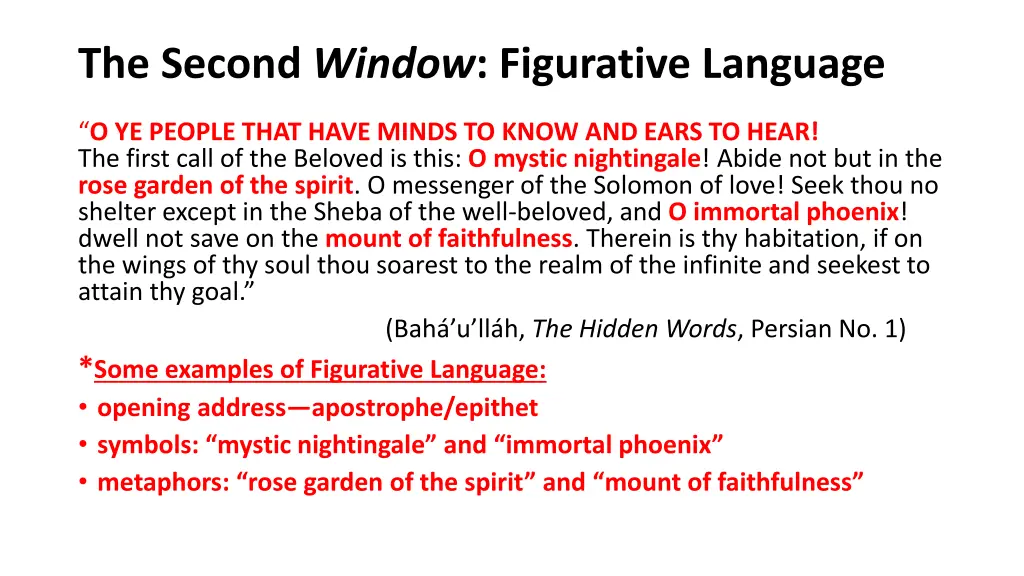 the second window figurative language