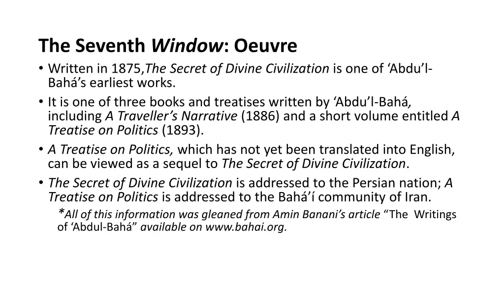 the seventh window oeuvre written in 1875