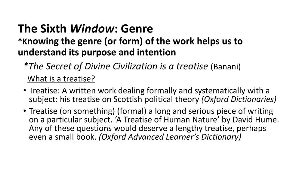 the sixth window genre k nowing the genre or form