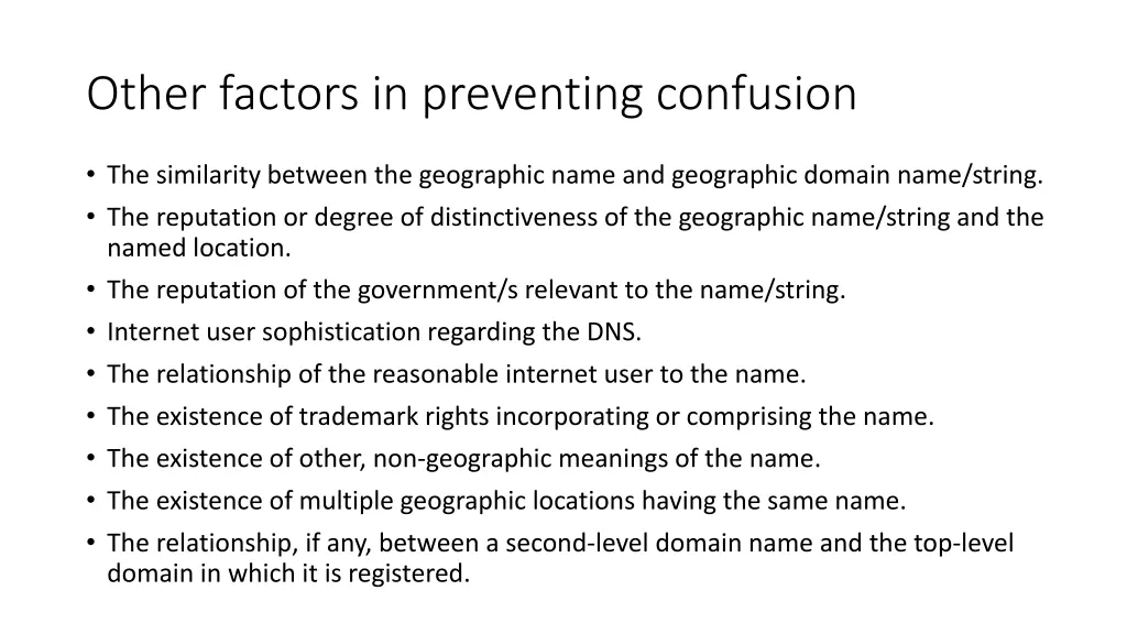 other factors in preventing confusion