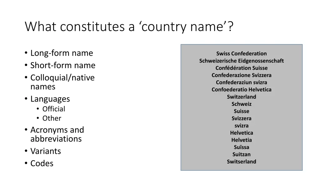 what constitutes a country name