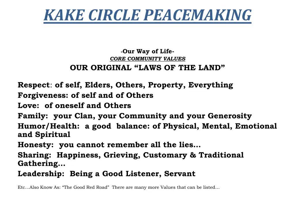 kake circle peacemaking