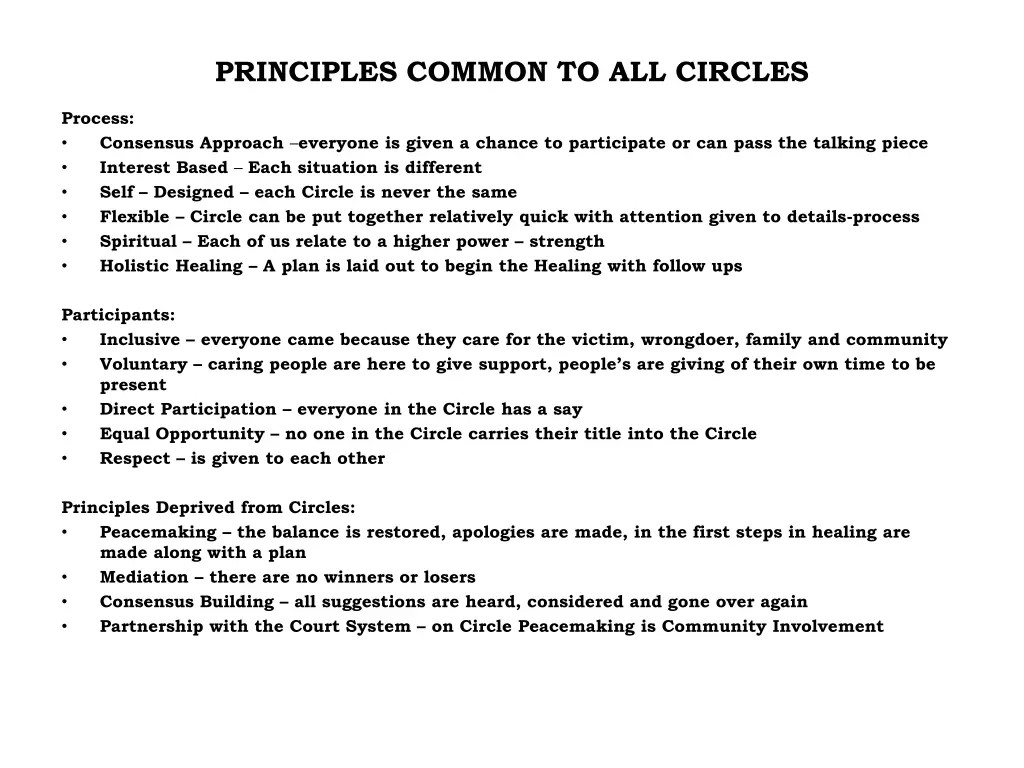 principles common to all circles