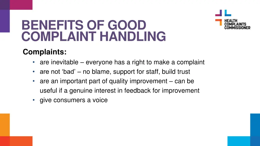 benefits of good complaint handling