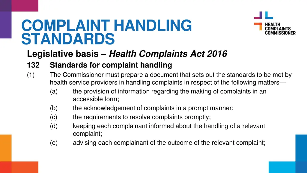 complaint handling standards 1