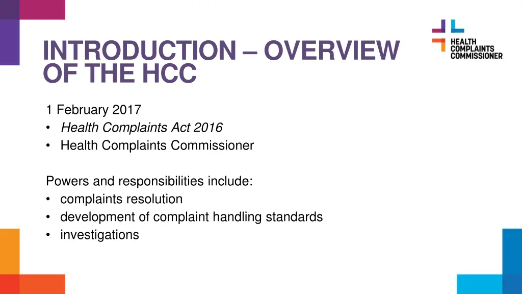 introduction overview of the hcc