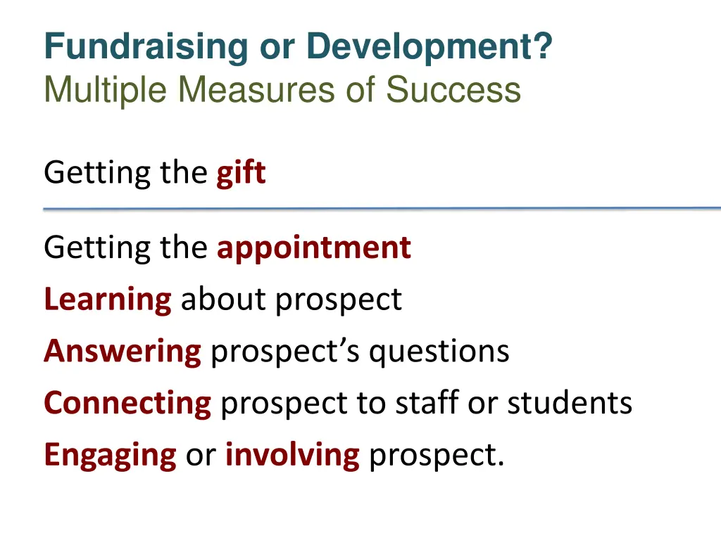 fundraising or development multiple measures