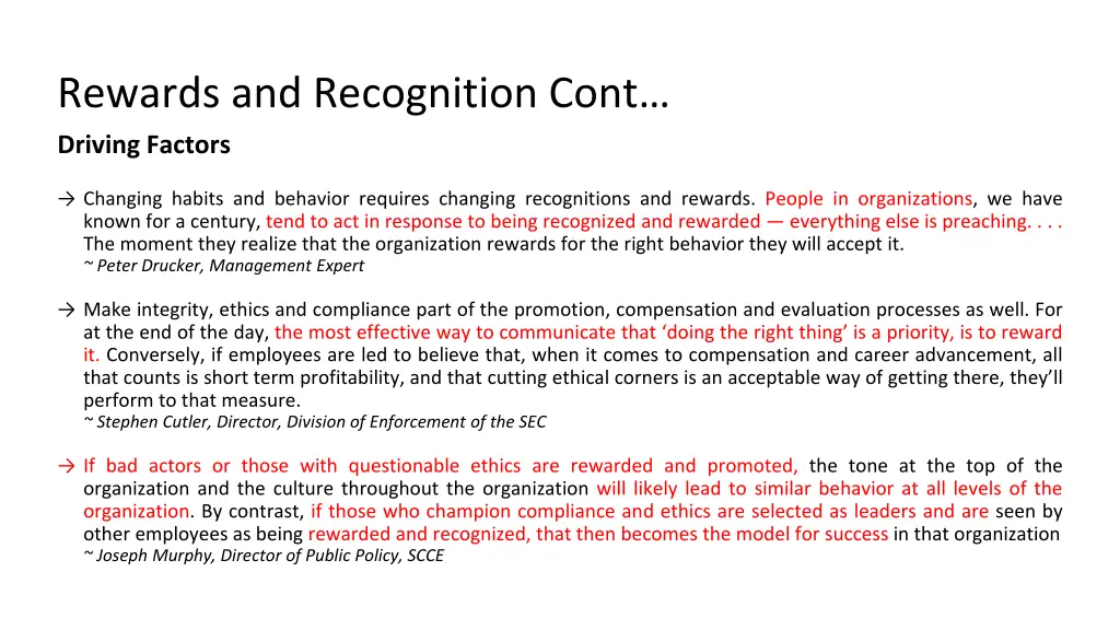 rewards and recognition cont driving factors