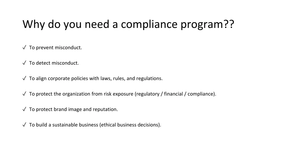 why do you need a compliance program