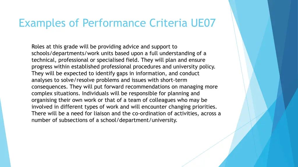 examples of performance criteria ue07