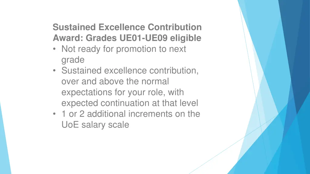 sustained excellence contribution award grades