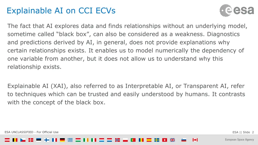 explainable ai on cci ecvs