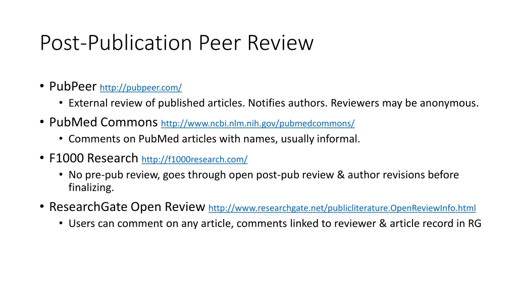 post publication peer review