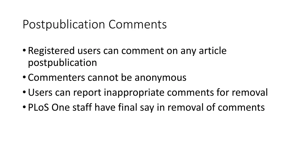 postpublication comments